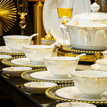 Kangqin ceramic chopsticks and dishes set home chinese light luxury tableware set dishes and dishes premium 81-piece upgraded gift box