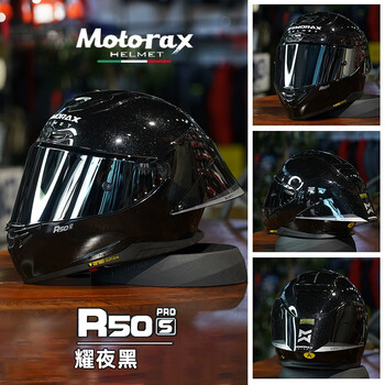 Morex r50spro motorcycle helmet for men, full-face motorcycle helmet for women, universal for all seasons, r50s spring, r50spro, shining night black, free colored lenses + hood + anti-fog patch xl (59-60)
