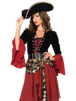 Leg avenue women's 2 piece cruel ocean pirate captain dress costume