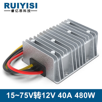 Ruiyisi high-power car 24v36v48v60v to 12v power converter 15v-75v to 12v step-down 48v60v to 12v40a enlarged aluminum