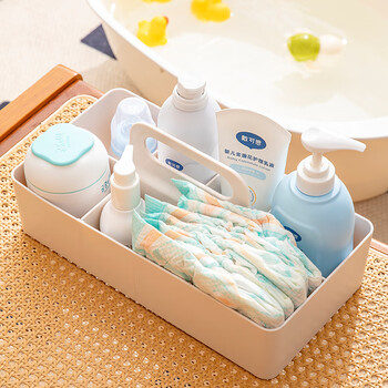 Min sheng storage box baby products desktop storage box remote control place cosmetics plastic basket organizing box compartment white 8 compartments large capacity/detachable/classified storage