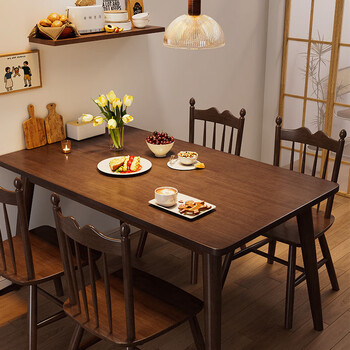 Yimo solid wood home dining table and chair combination practical rectangular walnut modern simple small apartment nordic restaurant table 48