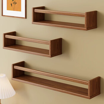 Julihui solid wood wall storage rack bookshelf rack magazine organizer living room wall hanging bookshelf wall simple decorative storage rack walnut color 40*11*8.5 imported solid wood