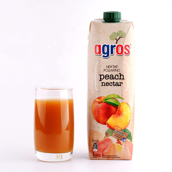 Agros imported from greece, fruit juice drink, family size, peach juice 1l