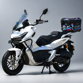 Jilang's new adv motorcycle 150 can be registered as a fuel scooter, national iv efi air-cooled water-cooled motorcycle, off-road long-distance, pearl white, air-cooled, guardrail + tail box