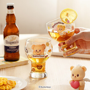 Modern housewife butter bear beer cup glass home drinking cup high-looking cup juice cup dessert bear beer cup 450ml