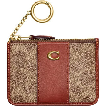 Coach wallet women's 2025 new camellia color blocking logo short card holder id bag clutch bag light luxury girl gift coated canvas/camellia brown one size/11.5*11.5cm