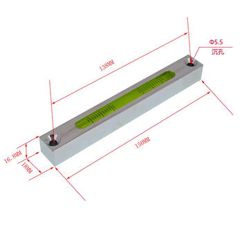 Sailotou high-precision strip-type small level level bubble square aluminum alloy level 150mm mounting hole silver shell green water 0:02mmm