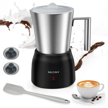 Secura electric milk frother, household stainless steel 3-speed milk frother, hot and cold coffee latte
