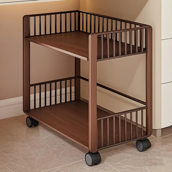 Aomingyuan bookshelf floor-standing storage rack removable wheeled book storage rack under the desk simple dormitory multi-layer bookcase black two-layer large mobile version