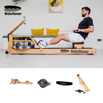 Waterrower dl fat donglai same water resistance rowing machine home fitness equipment smartrow smart set ash wood natural model (rowing machine + smartrow bluetooth