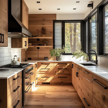 Wen yijia shanghai whole-house kitchen kitchen cabinets solid wood quartz countertops stove integrated size customization door-to-door custom-made deposit for logs