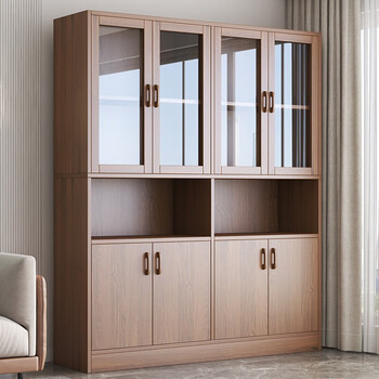 Lebus bookshelf storage rack floor-to-ceiling living room office file cabinet wall display cabinet storage storage cabinet home bookcase recommended eight doors and two compartments walnut color 120*30*174