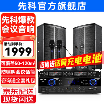 Xianke conference room audio equipment complete set combination home theater ktv music school training special system bluetooth amplifier microphone all-in-one wall-mounted stage speaker k5v two 8-inch audio set two microphones two goosenecks (50-120 square meters)