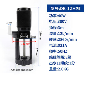 Derun machine tool water pump 380v three-phase wire cutting water pump lathe grinder machine tool cooling high pressure oil pump single phase 220v