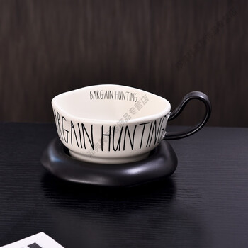 Deatkn german coffee cup and saucer set ceramic cup exquisite latte art cup retro afternoon tea cup drinking cup lillard coffee cup and saucer-black