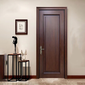 Customized solid wood door bedroom door walnut log painted door new chinese style interior door villa door high-end whole house customization walnut log painted door a
