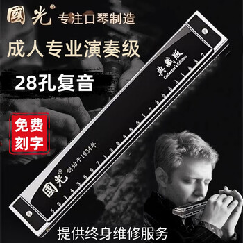 Guoguang german imported gongs guoguang 28-hole harmonica accented polyphonic c key 24 advanced adult beginner professional performance level 28-hole polyphonic c key