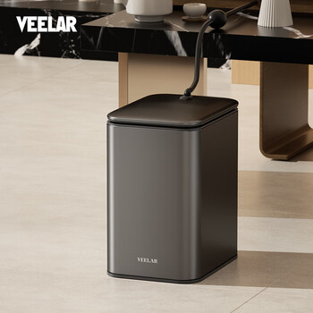 Veelar stainless steel tea bucket, tea residue, waste water bucket, tea filter, dry and wet separation trash can, special for tea table with lid, 10l-volcanic lime