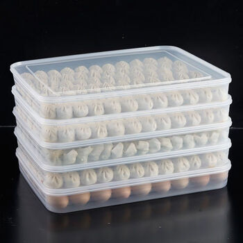 Meikejie dumpling box large capacity extra large multi-layer kitchen household dumpling box refrigerator frozen storage box wonton box transparent color default small size 1 box 1 lid
