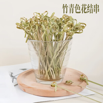 War rudder 100 pieces, disposable fruit knotted flower knot scissors, candied haws, cocktail snacks, decorative art bamboo skewers, bamboo blue flower knot string, 12cm long