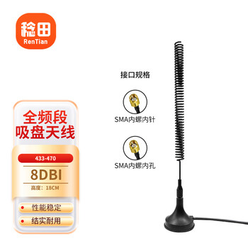 Menitian 433mhz suction cup antenna lora wireless remote control omnidirectional gain 8dbi sma inner needle/height 18cm/5 meters rt-tx584