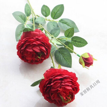 3 peonies artificial flowers wedding decoration artificial flowers artificial peonies home living room decoration flowers three peonies (red) 1 branch