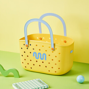Gong xun dopamine portable bath basket student dormitory bath product storage basket hollow drainage grocery soft plastic bath basket