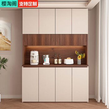 Yingtaoge mid-century style sideboard walnut wine cabinet wall-mounted integrated multi-functional storage cabinet guest restaurant solid wood tea cabinet style 5 160*32/40*230 (enf board) urban delivery