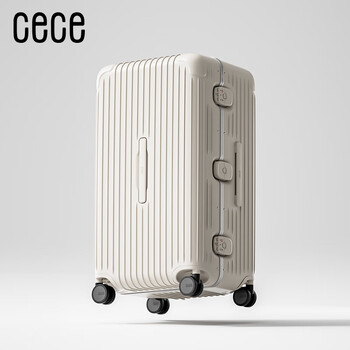 Cece2025 new large-capacity thickened aluminum frame trolley case password leather suitcase suitable for female and male students upgraded pro-oatmeal color 28 inches-full pc material box-smashed and replaced-30