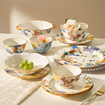 Ink-colored tableware and dishes set for home use, high-quality bowls and plates, high-end new year's move-in chopsticks gift box, 16 pieces