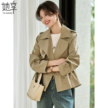 She enjoys the british style short windbreaker for women petite loose short coat spring and autumn versatile casual coat top t51d025