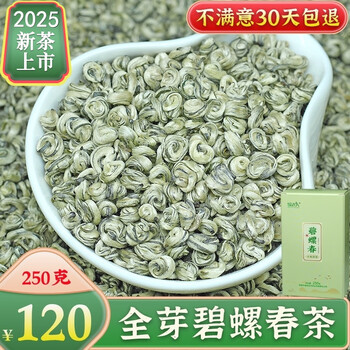 Green master green tea biluochun 2025 new tea special grade biluochun yunnan green tea yunnan green mingqian spring tea strong flavor bulk 250g box