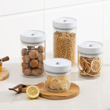 Smart vacuum tank automatic pumping glass tea box coffee can bean powder sealed can milk powder dried fruit bucket household 4-piece combination pack 50070011001400ml