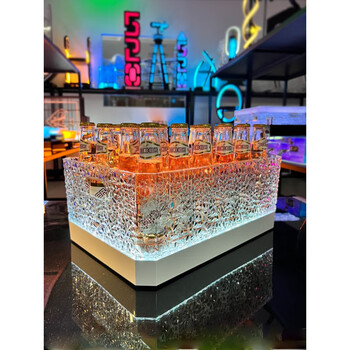 Upgraded ice pattern wine frame bar luminous ice bucket ktv party creative acrylic beer frame anti-fall champagne bucket upgraded anti-fall 24 pieces diamond pattern colorful