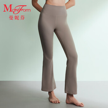 Maniform high-waist sports bell-bottom pants coffee color 120 m 160