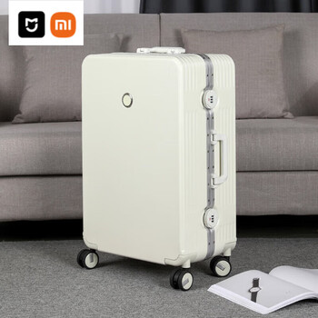 Xiaomi (mi) high-looking suitcase suitcase for men and women aluminum frame trolley case silent universal wheel student boarding code leather case white reinforced pressure-resistant aluminum frame 20-inch collection + purchase + free box cover + box sticker + lifetime