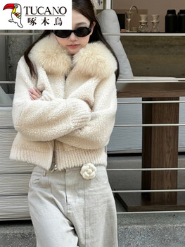 Woodpecker imitation wool fur one-piece fur coat women's short fur collar fur thickened winter korean style all-match coat l recommended around 135 catties