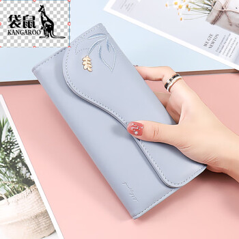 Kangaroo luxury wallet women's 2025 chinese valentine's day chinese style embroidery niche design clutch large capacity clutch women's long blue