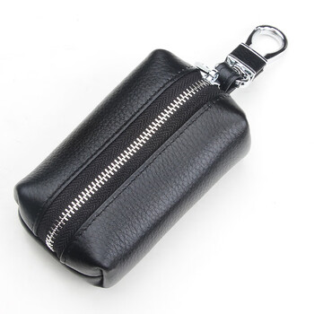 Ovankati 2025 new leather key bag men's key bag women's key storage bag artifact mini bag car key bag style 21-black