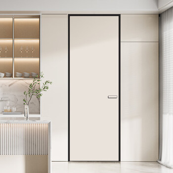 Yunqige package measurement and installation minimalist aluminum wooden door bedroom door extremely narrow frame honeycomb aluminum invisible door sliding soundproof room door flat on the outside and open on the inside (aluminum edge sealing-5cm thick)