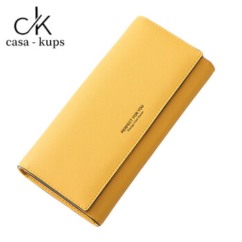 Casa-kupsck wallet yellow wallet versatile 2025 long women's new clutch bag niche fashion wallet simple yellow