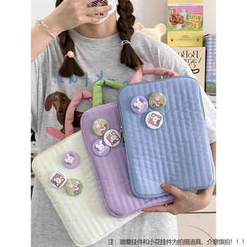 Xingxi cute contrasting color portable 11-inch ipad pro tablet sleeve 14-inch laptop protective sleeve storage bag purple tablet sleeve