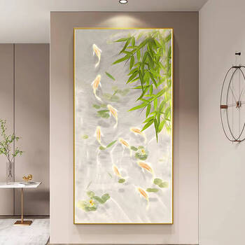 Kecss lucky koi nine fish picture cross stitch 2025 new line embroidery living room handmade embroidery vertical version porch bamboo full embroidery cotton thread 50*100cm medium grid 3-strand thread embroidery