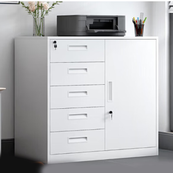 Pulijie white iron low cabinet storage cabinet with five buckets 750*700*390mm