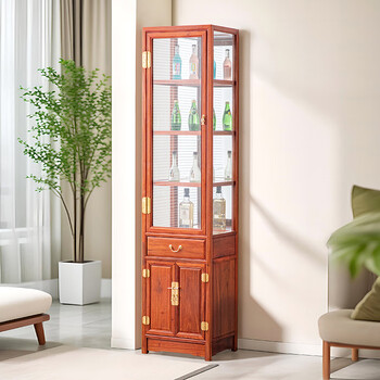 Sanjiang mingju mahogany furniture african rosewood (scientific name: hedgehog rosewood) wine cabinet solid wood new chinese style living room wine cabinet display cabinet corner cabinet narrow gap storage storage cabinet o single length 50 width 40 floors high 28 total height 198cm