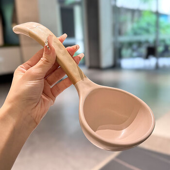 The same type of ceramic soup spoon as fat donglai, really super big, ancient and good-looking large soup ladling spoon for porridge, large stoneware large soup spoon, pink