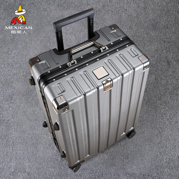 Scarecrow suitcase, aluminum frame trolley case, thickened and strong, compression-resistant suitcase, boarding case, large-capacity student password case, space gray, sturdy aluminum frame case, 20 inches, can seat people - can be boarded