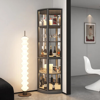 The only beautiful wine cabinet corner triangle cabinet corner cabinet corner cabinet light luxury living room multi-functional wall glass sideboard wine cabinet moben 1 dark gray side length 300*height 2000 anti-fall device