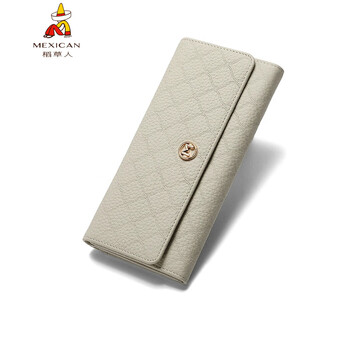 Scarecrow wallet women's long genuine leather 2025 new large capacity women's wallet first layer cowhide mobile phone clutch 10 card slots off-white 19*2.5*9.5cm 10 card slots